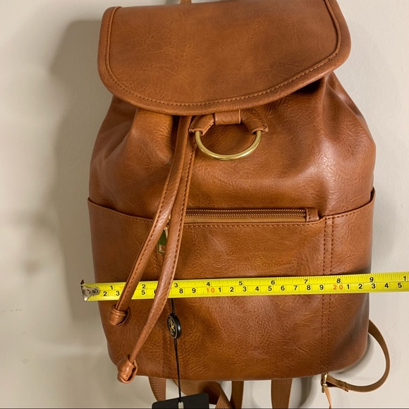 NWT Cognac Faux Leather Backpack - Picture 12 of 13